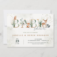 Woodland Baby Shower Greenery Invitation