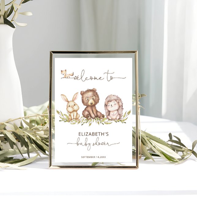 Woodland Baby Shower Greenery Welcome Poster (Creator Uploaded)