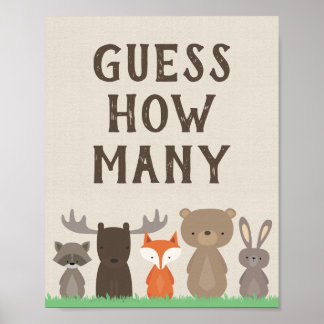 Woodland Baby Shower Guess How Many Game Sign