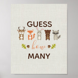 Woodland Baby Shower Guess How Many Sign