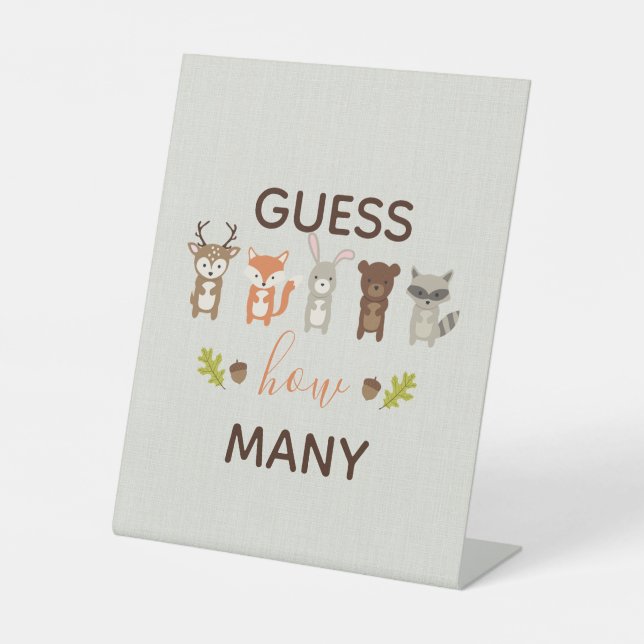 Woodland Baby Shower Guess How Many Sign (Front)