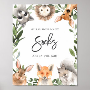 Woodland Baby Shower Guess How Many Socks Poster
