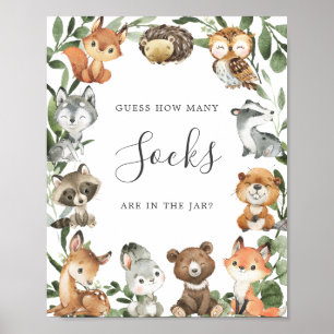 Woodland Baby Shower Guess How Many Socks Sign