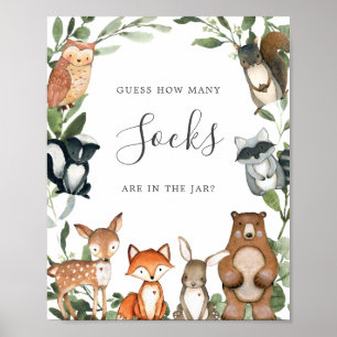 Woodland Baby Shower Guess How Many Socks Sign