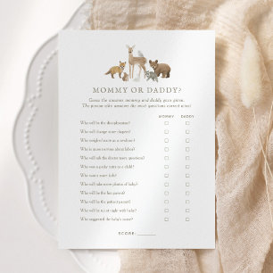 Woodland Baby Shower Guess Who Mummy or Daddy Game Invitation