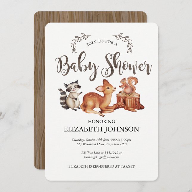 Woodland Baby Shower Invitation (Front/Back)