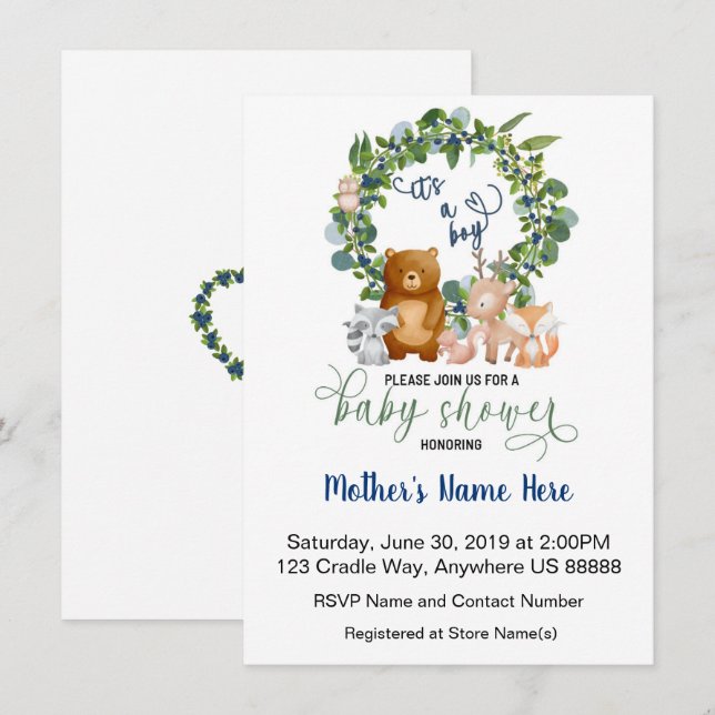 Woodland Baby Shower Invitation (Front/Back)