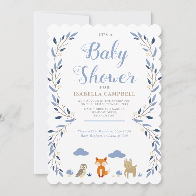 Woodland Baby Shower Invitation (Front)