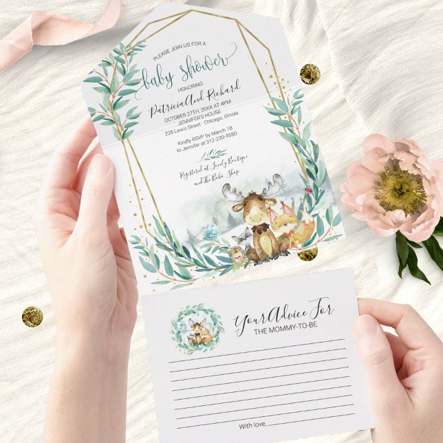 Woodland Baby Shower Invitation & Advice Card (Creator Uploaded)