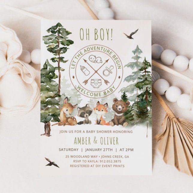 Woodland Baby Shower Invitation Camping Invite (Creator Uploaded)