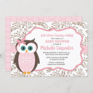 woodland baby shower invitation girl pink brown