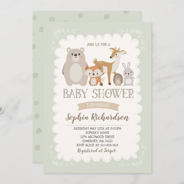 Woodland Baby Shower Invitation Whimsical Shower (Front/Back)