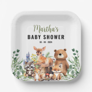 Woodland Baby Shower Invitation Woodland animals Paper Plate