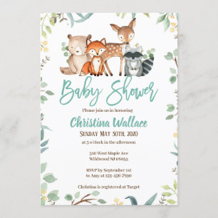 Woodland Baby Shower Invitations