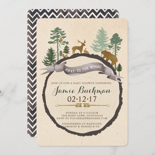 Woodland Baby Shower Invite (Front/Back)
