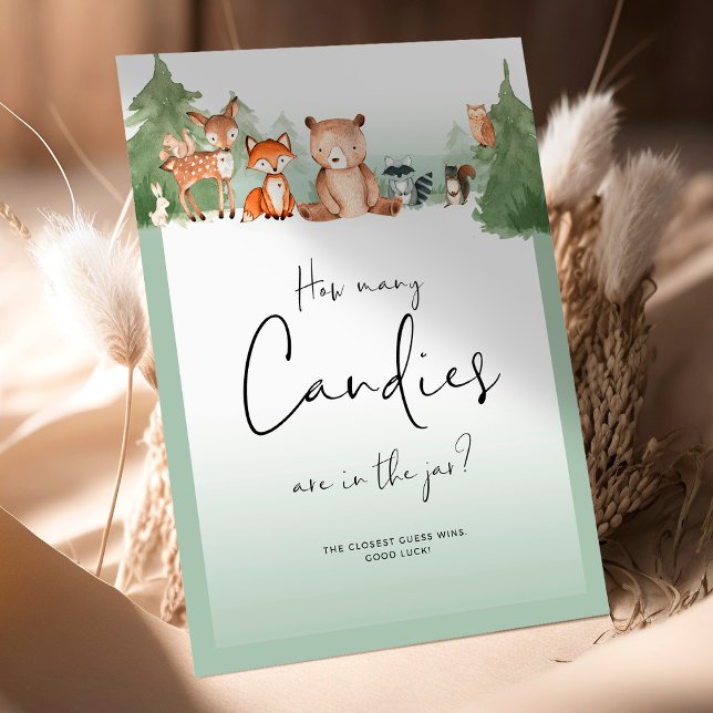 Woodland Baby Shower Mini Sign How Many Candies? (Creator Uploaded)