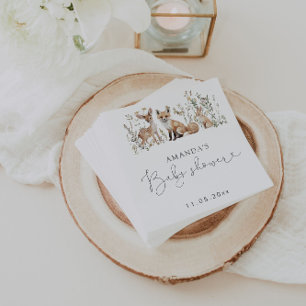 Woodland baby shower napkin