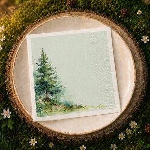 Woodland Baby Shower Napkin • Sage Green Forest