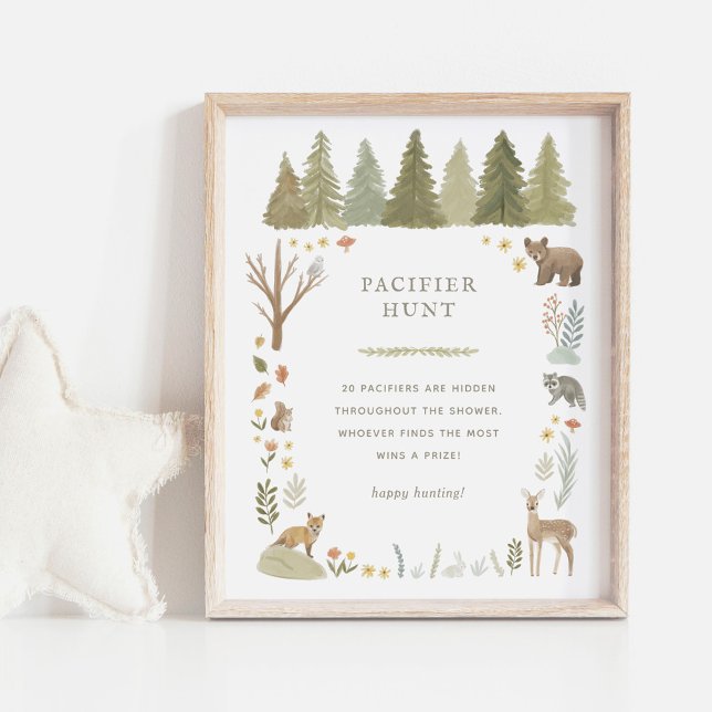 Woodland Baby Shower Pacifier Hunt Sign (Creator Uploaded)