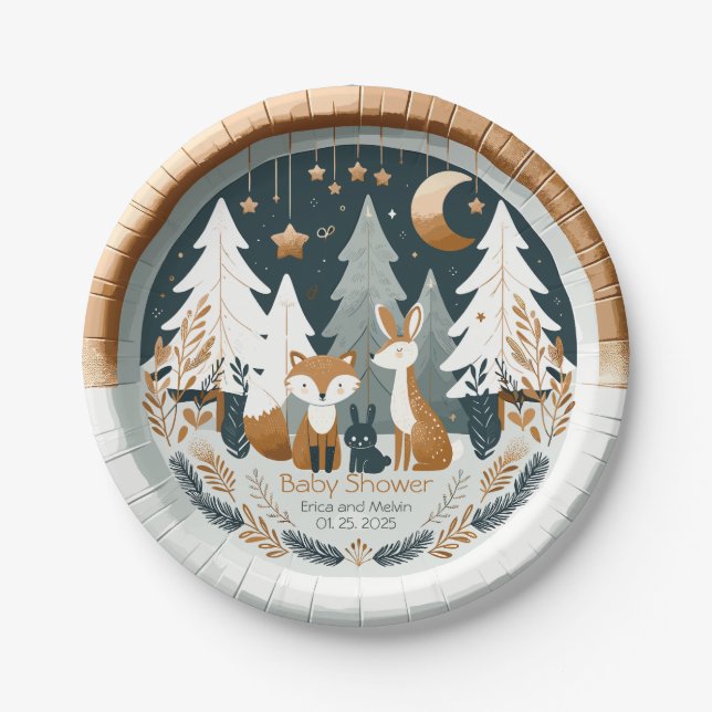 Woodland Baby Shower Paper Plate (Front)