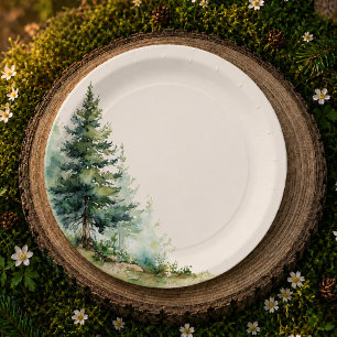 Woodland Baby Shower Plate • Neutral Beige Forest 