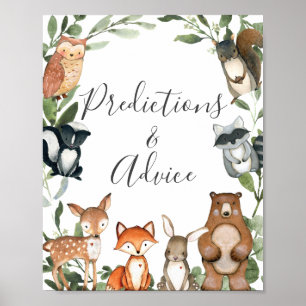 Woodland Baby Shower Predictions and Advice Sign