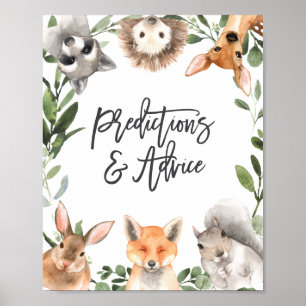 Woodland Baby Shower Predictions and Advice Sign
