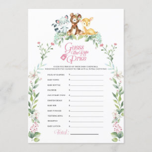 Woodland Baby Shower Price Game Invitation