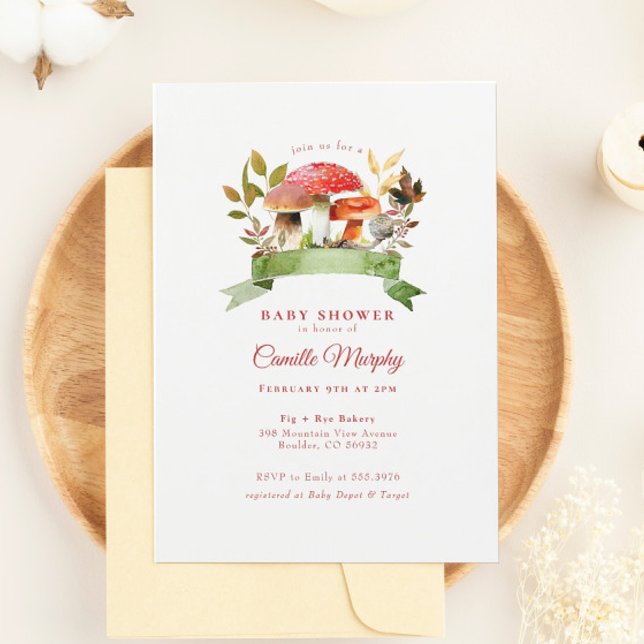 Woodland Baby Shower Red Invitation (Creator Uploaded)
