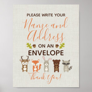 Woodland Baby Shower Return Address Sign
