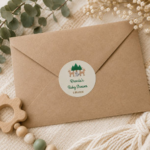 Woodland Baby Shower Round Paper Coaster