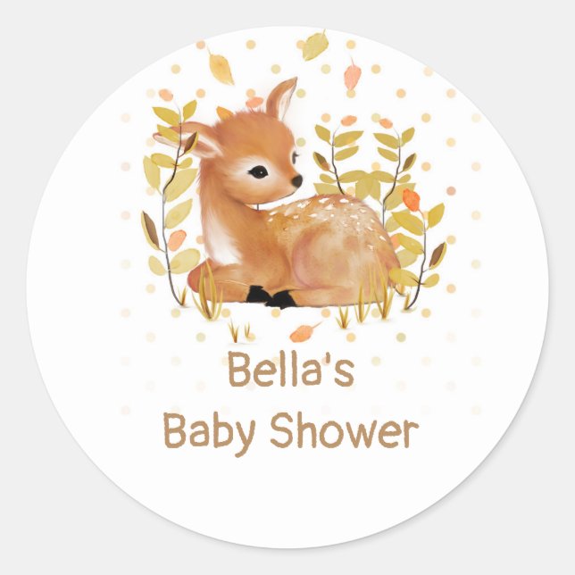 Woodland Baby Shower Stickers (Front)