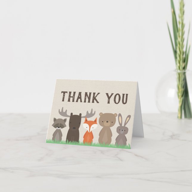 Woodland Baby Shower Thank You Cards Folded (Front)