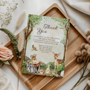 Woodland Baby Shower Thank You Forest Animals Card