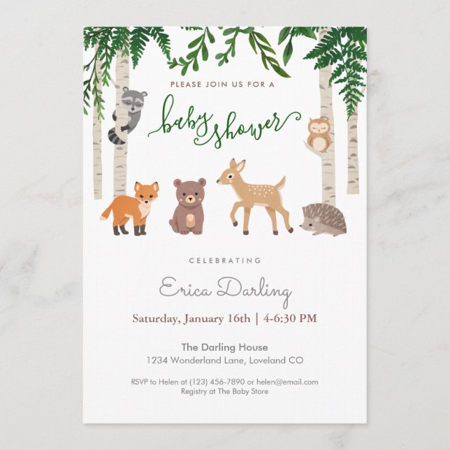 Woodland baby shower theme | gender neutral programme (Front)