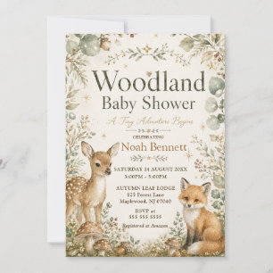 Woodland Baby Shower Tiny Adventure Invitation