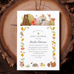 Woodland Baby Shower Watercolor  Invitation