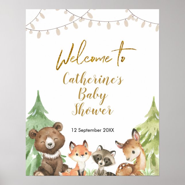 Woodland Baby Shower Welcome Sign (Front)