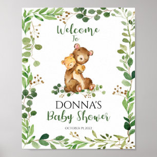 Woodland Baby Shower Welcome Sign Bear