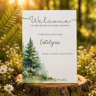 Woodland Baby Shower Welcome Sign • Neutral Forest