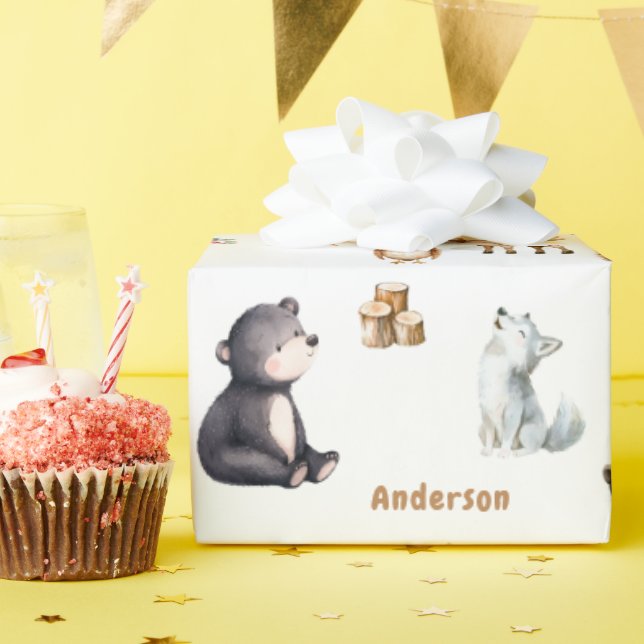 Woodland Baby Shower White Giftwrapping Paper (Birthday Party)