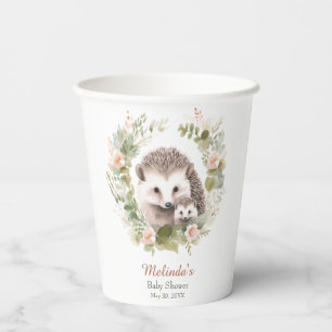 Woodland Baby Shower with Cute Hedgehog Paper Cups