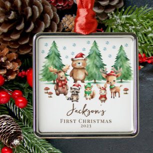  Woodland Baby's 1ST Christmas  Metal Tree Decoration
