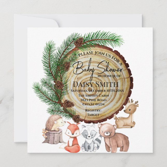 woodland babyshower  invitation (Front)