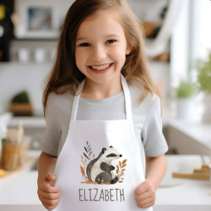 Woodland Badger Cute Personalised Kids Apron