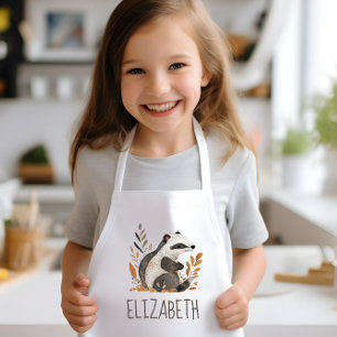 Woodland Badger Cute Personalized Kids Apron
