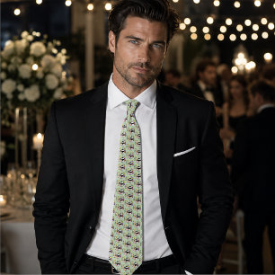 Woodland Badger Wildflowers Mushrooms Sage Green Tie