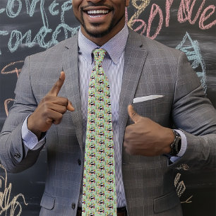 Woodland Badger Wildflowers Mushrooms Sage Green Tie