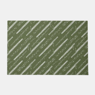 Woodland Bassoon Music Gift Band Orchestra Green Doormat