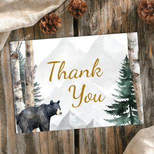 Woodland Bear Adventure Baby Shower Thank You Card